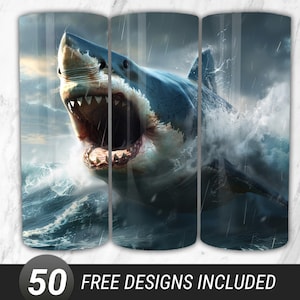 Shark Tumbler Wrap, Instant Digital Download, Shark 20oz Skinny Tumbler Sublimation Design, Shark Straight Tumbler Wrap PNG