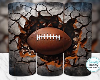 3D American Football Breaking Wall 20 Unzen Tumbler Wrap (Digitaler Download)