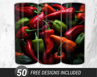 Spicy Chili Peppers 20oz Tumbler Wrap Design (Digital Download)