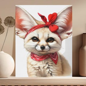 Fennec Fox Canvas Print, Cute Animal Wall Art, Red Bandana, Home Decor, Gift Idea