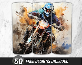 Dirt Bike Tumbler PNG: Motocross Design for 20oz Tumblers (Digital Download)