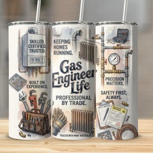 Digitalt tryckpapper för Gas Engineer Life, skicklig, certifierad, betrodd, professionell inom yrket, hög upplösning 300 DPI, rak, avsmalnande