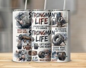 Strongman Life Tumbler Wrap, Motivational Gym Design, Weightlifting PNG, Digital Download, Fitness Gift, Strength Training Art