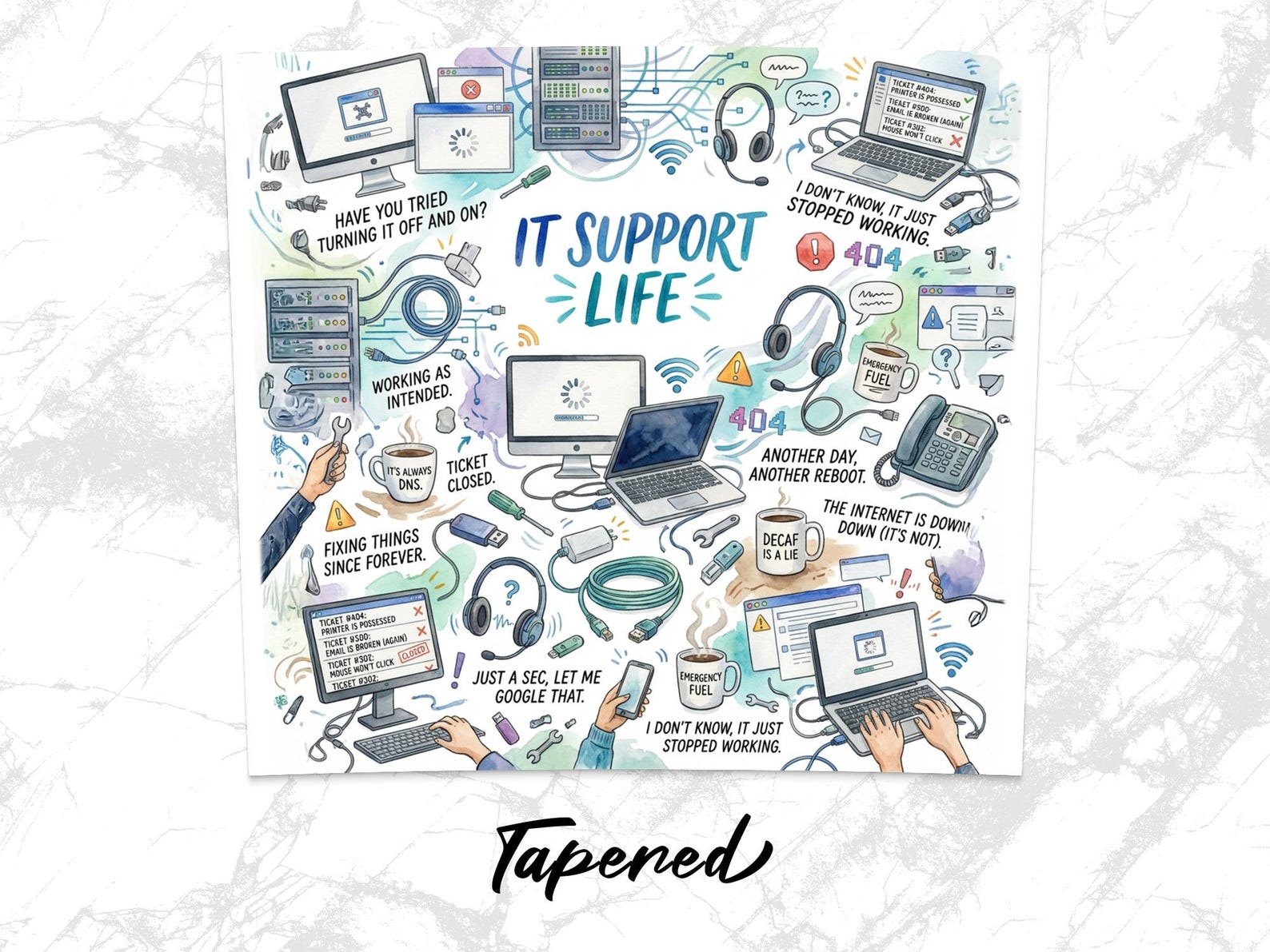 IT Support Life Digital Download, Funny Tech Support Tumbler Wrap, 300 ...