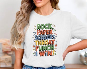 Funny Rock Paper Scissors Throat Punch T-Shirt: Humor Graphic Tee