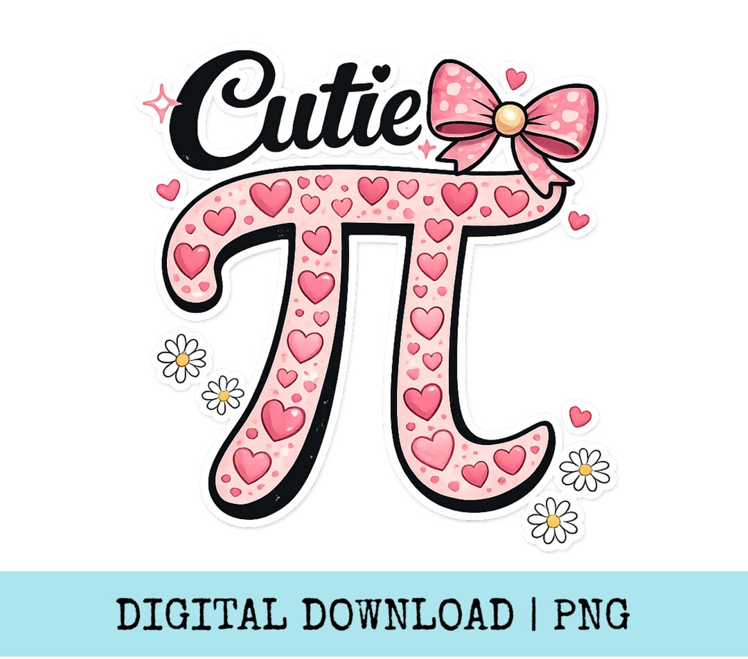 Cutie Pi Digital PNG Clipart, Pink Hearts Pi Day Sublimation Graphic ...