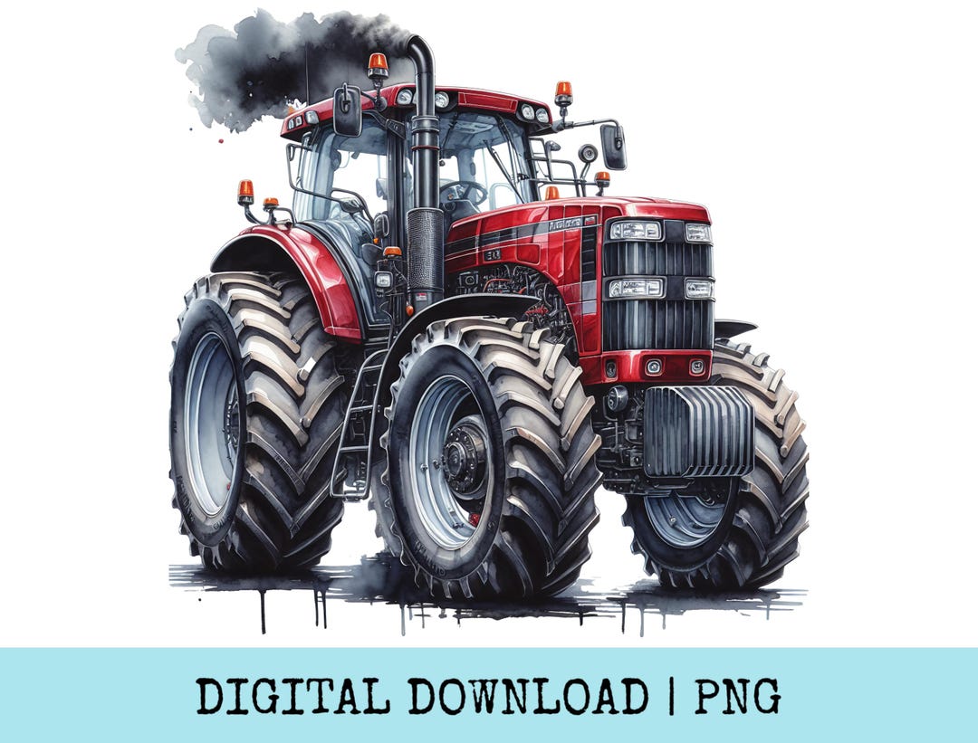 Red Farm Tractor Drag Racing Red Tractor Digital, Farm Vehicle Clipart, Tractor Illustration ...