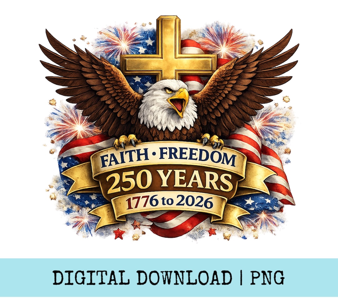 Faith Freedom 250 Years 1776 2026 Digital PNG Clipart, Patriotic Bald ...