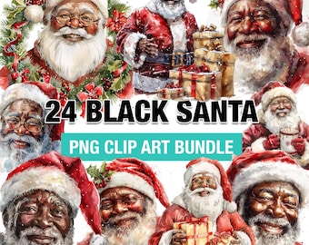 Black Santa PNG Clipart Bundle: African American Christmas Digital Art