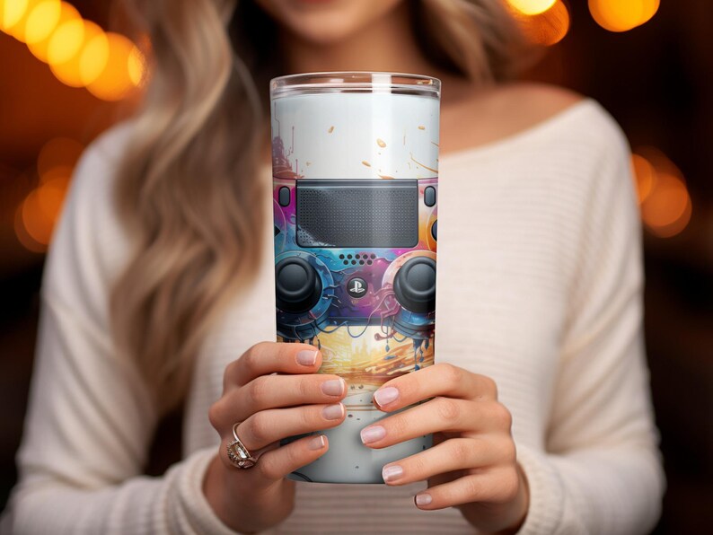 Gamer Tumbler Wrap: Video Game Controller 20 Oz Skinny Sublimation PNG ...