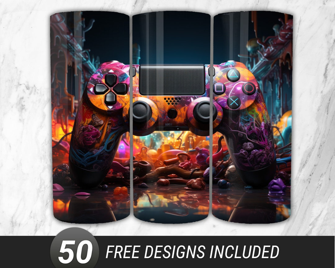 Video Game Controller Tumbler Wrap PNG, Gamer Tumbler Wrap 20oz Skinny ...