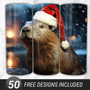 Christmas Capybara 20 oz Skinny Tumbler Sublimation Design, Capybara Digital Download, PNG Instant Download, Nature Tumbler, Animal Tumbler