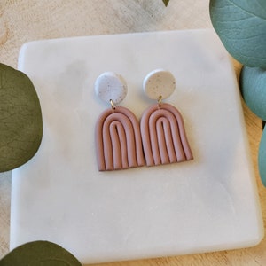 Mauve Rainbow Polymer Clay Earrings, dangle earrings, boho earrings, lightweight earrings, polymer clay earrings, gift ideas, stud earrings