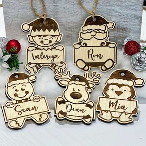 Custom Name Christmas Ornament Personalized Christmas Tag Family Name Wooden Ornament Engraved Christmas Decor Christmas Gift Individual Tag