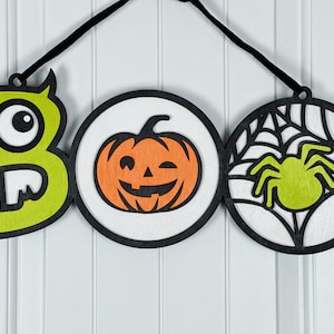 Halloween Deurbord BOO Halloween Muur Decor Houten Veranda Hanger Spooky Houten Deurbord Halloween Cadeau Enge Halloween Decor Pompoen