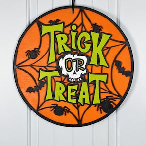 Halloween Deur Teken Trick or Treat Halloween Muur Decor Houten Veranda Hanger Spooky Houten Deur Teken Halloween Gift Scary Halloween Decor