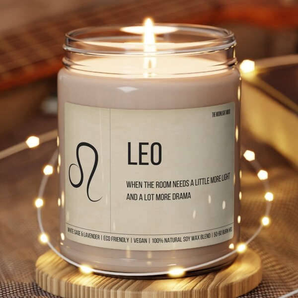 Leo Zodiac Candle Star Sign Candle Etsy