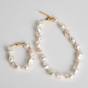 Collier Perle De Culture Baroque & Spinelle Noire - Plaqué Or, Neuf ROSEMIMOSA