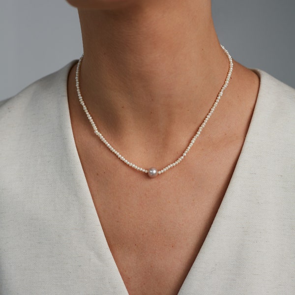 Kleine Kartoffel Süßwasser Perle Halskette Minimalist Schmuck Perfekte Valentinstag Geschenk für Frau Herren Schmuck Zierliche Perle Choker mit Anhänger