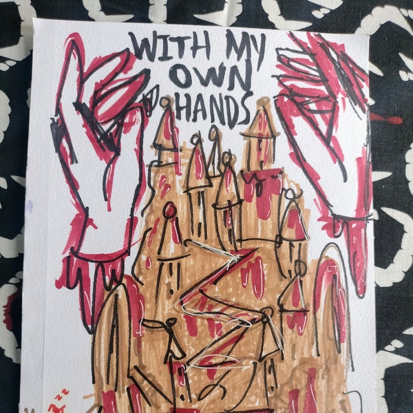 Sandcastle Kingdoms natewantstobattle sandman inspired OOAK hand drawn original sketchbook page