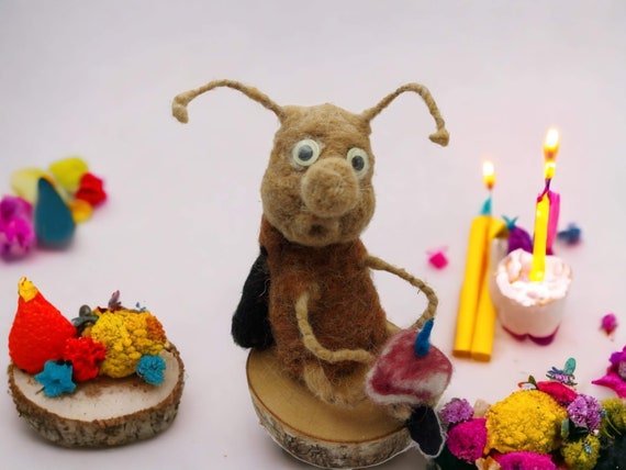 Hand felted birthday beetle, beetle in a jar, gift, felted birthday gift