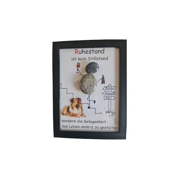 Stone picture "Retirement" for retirement, gift idea, souvenir, friends, retirement with dog, retired dog, retirement dog, dog breed