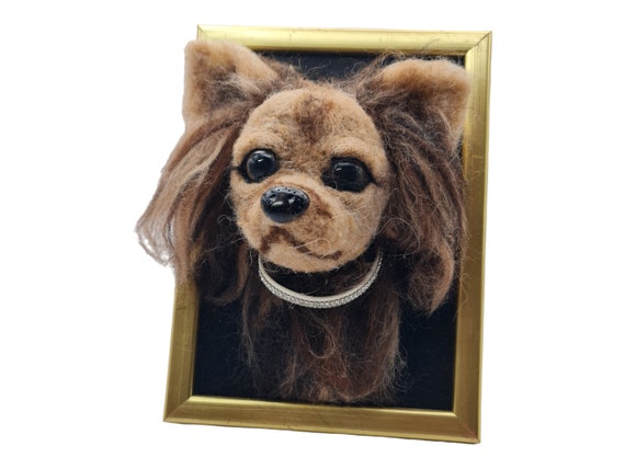 3D picture dog "Freddy", hand felted dog in the picture, dog picture