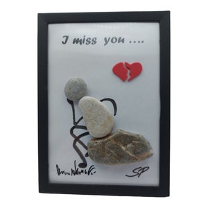 Steinbild  "I miss you"  Steinebild , Geschenkidee, Deko, Vermisse dich, Mitbringsel, Liebe, Freunde