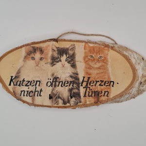 Schlüsselbrett aus Holz, Schlüsselbrett mit Katzen , Tiermotiv Holzscheibe für Schlüssel, Schlüsselaufbewahrung, Birkenholz, Geschenk Katze