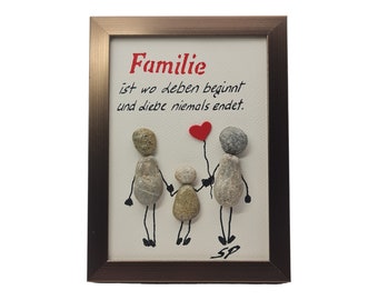 Steinbild  "Familie ist ...." , Geschenk idee, Deko,Bild für Familie,