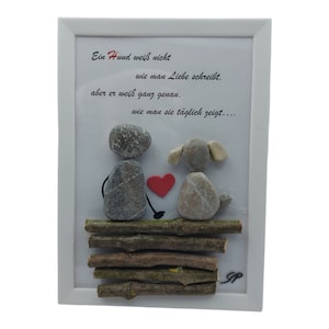 Stone picture &quot;Dog love&quot; Stone picture, gift idea, decoration, dog, souvenir, love, dog lovers