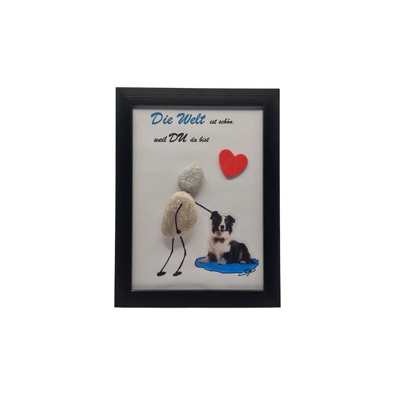 Stone picture with dog, gift idea, Maltese, Poodle, Labrador, Dachshund, picture with dog breeds, German Shepherd, Husky, Border Collie, sayings picture