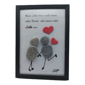 Steinbild  "Liebe" Geschenkidee, Deko, Freunde, Mitbringsel, Bild mit Herzen, für Verliebte