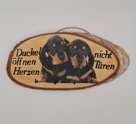 Wooden key board, key board with dogs, animal motif wooden disc for keys, birch wood, gift dog, dachshund, chihuahua,