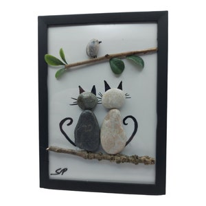 Stone picture "Cats" stone picture, gift idea, for cat lovers decoration, souvenir,