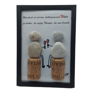 Steinbild  "Wein trinken"  Steinebild , Geschenk idee, Deko, Freund, Mitbringsel, Bild, Weinliebhaber