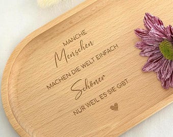 personalisiertes Holztablett Gravur Manche Menschen | Kaffee Holztablett | Dekotablett, Geschenkidee Schwester, Weihnachtsgeschenk Freundin