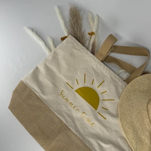 Personalisierte Strandtasche | Sommerurlaub Tasche, Geburtstagsgeschenk, Strandtasche, Baumwolle Shopper