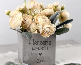Cadeau-idee voor een verjaardag voor vrouwen | Gepersonaliseerde bloempot met gravure voor geliefde, klein kerstcadeau voor vriendin | Valentijnsdag-idee