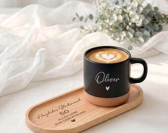 Personalized mug and tray gift set | Coffee mug with name, birthday gift for wife, girlfriend & husband | Birthday gift idea