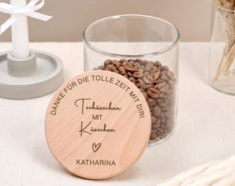 Afscheidscadeau voor een collega | Gepersonaliseerde bewaarpot, "Tot ziens met een kus" koekblik, afscheidscadeau voor een collega, cadeau-idee voor collega's