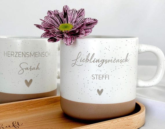 Keramiktasse personalisiert Herzensmensch | Geschenk Freundin Tasse mit Namen Kaffeetasse, Geschenk Mama Tochter, Abschied Geschenk Kollegin