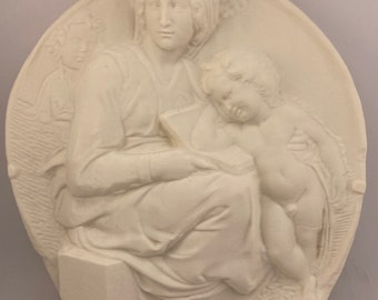 Escultura renacentista de Miguel Ángel El Pitti Tondo 9,8 pulgadas/250 mm, reproducción del museo