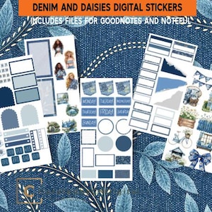 Denim and Daisies Digital Stickers for Goodnotes and Noteful