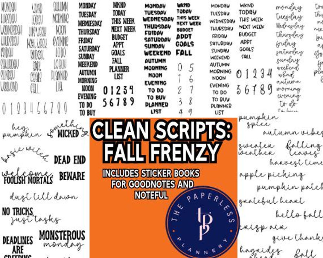 Clean Scripts: Fall Frenzy Digital Stickers - Etsy