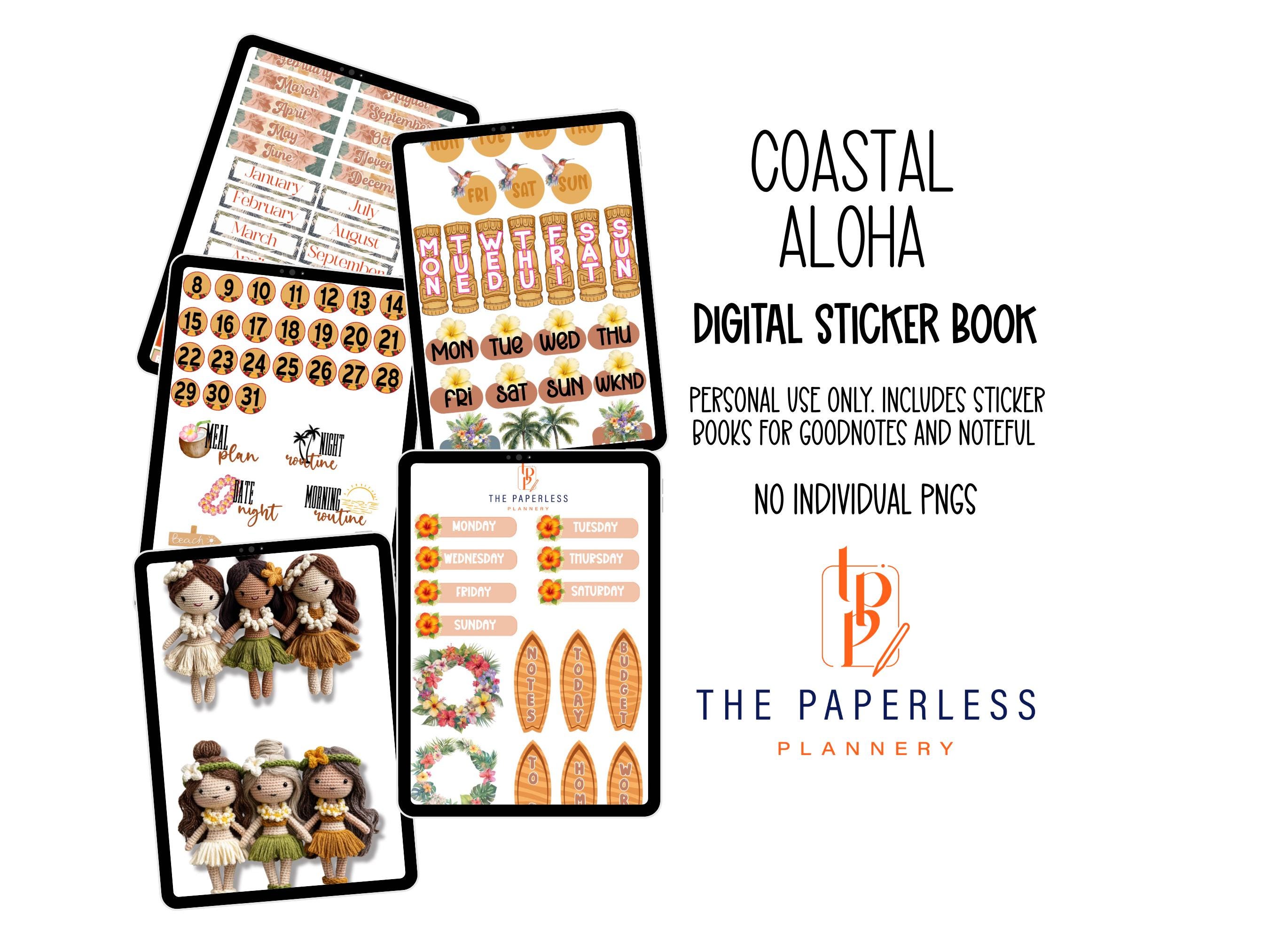 Coastal Aloha Digital Stickers - Etsy