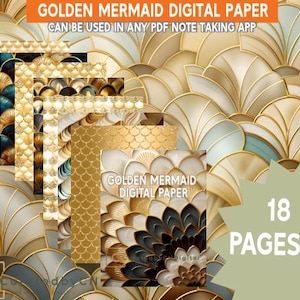 Goldene Meerjungfrau-Digital-Papier
