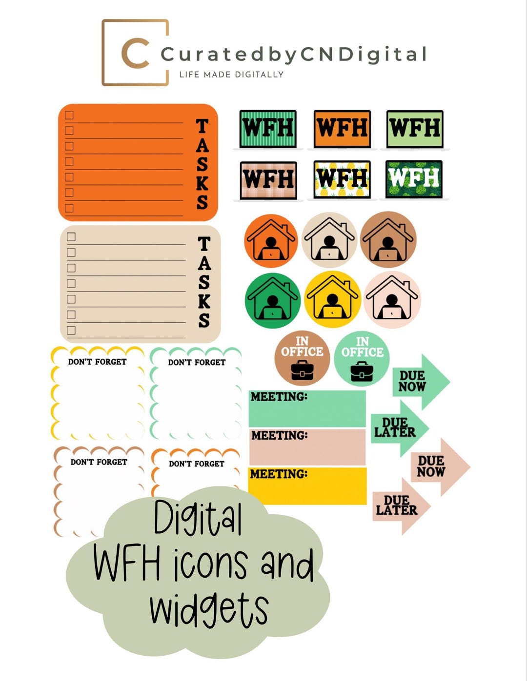Work From Home Icons and Widgets - Etsy