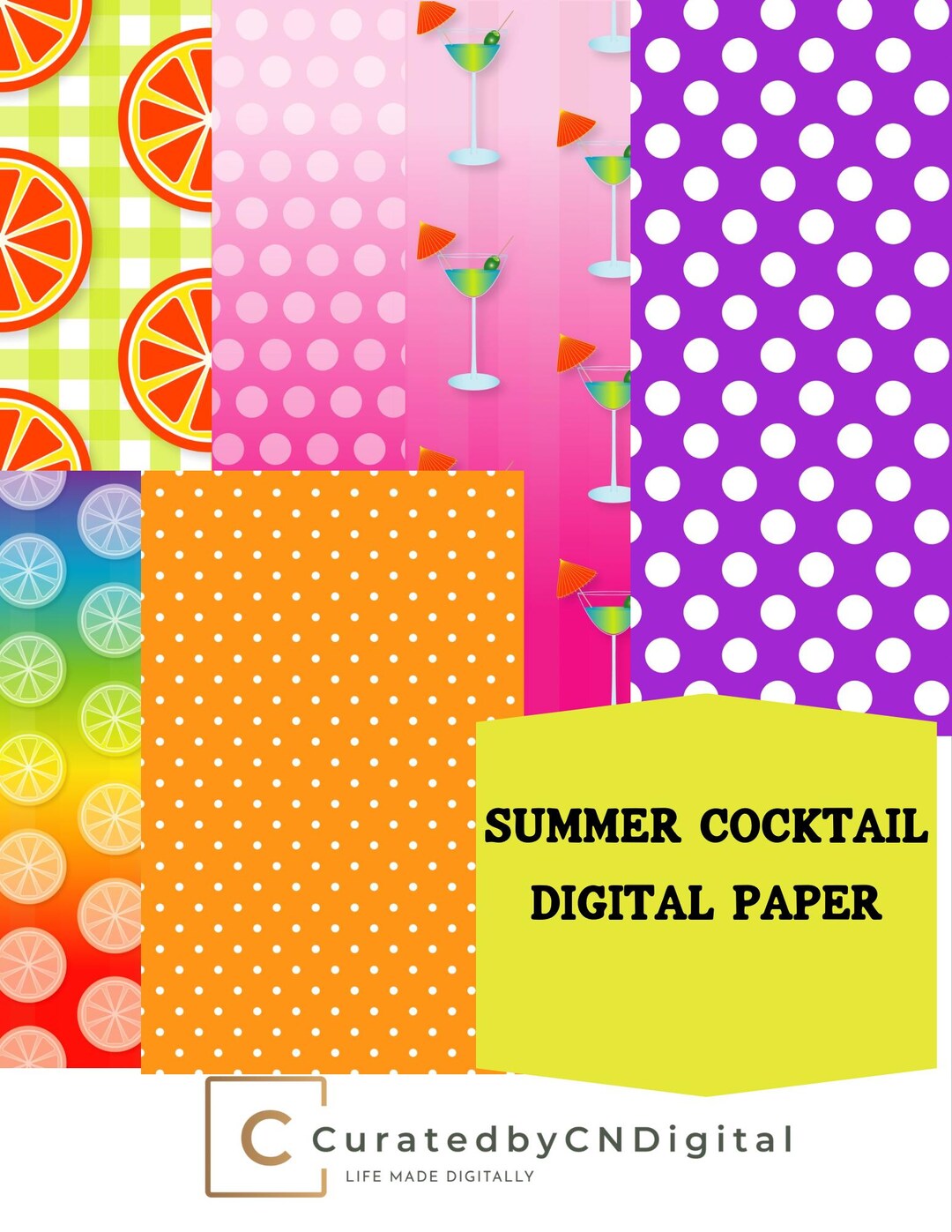 Summer Cocktail Digital Paper - Etsy