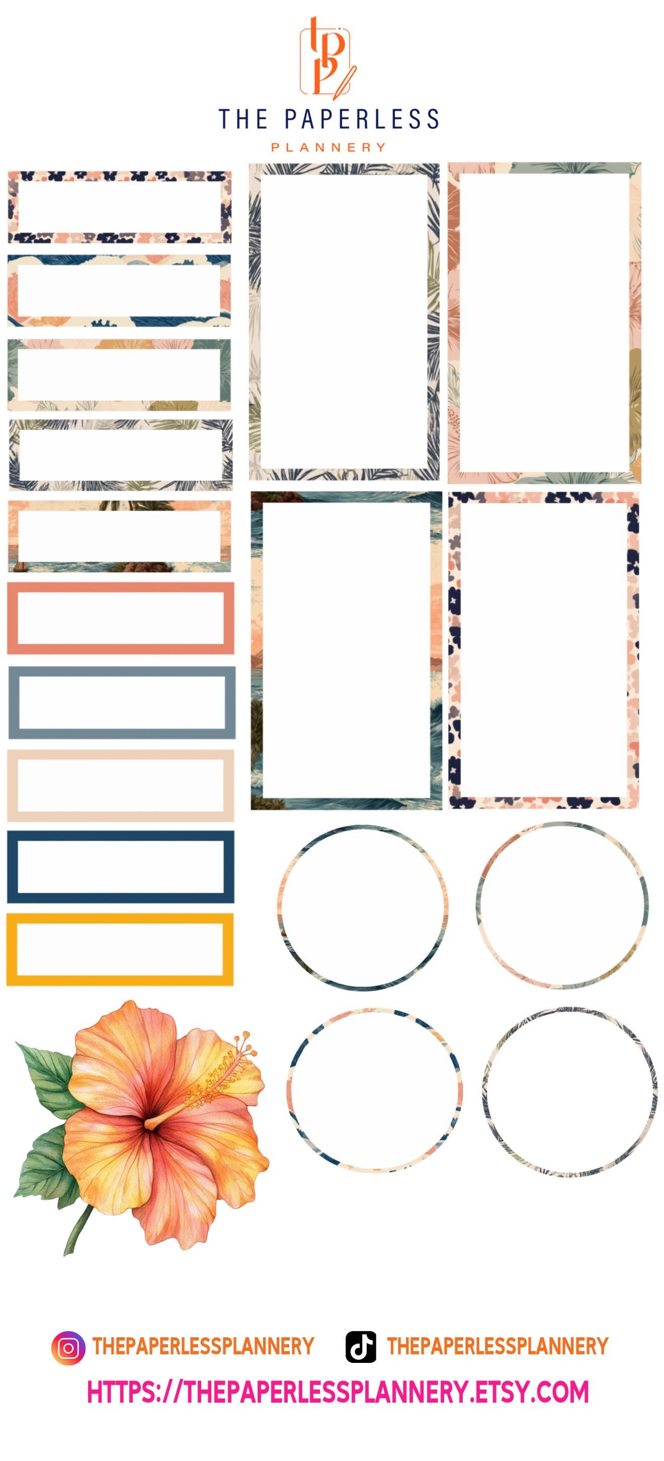 Coastal Aloha Digital Stickers - Etsy